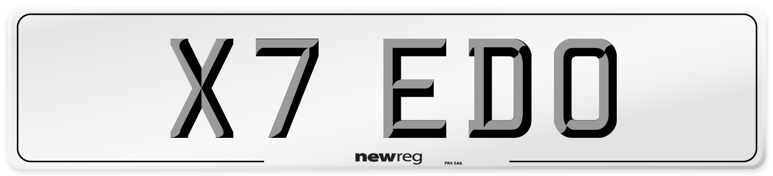 X7 EDO Number Plate from New Reg